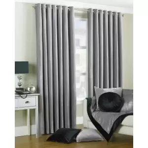 Riva Home Wellesley Ringtop Curtains (66x72 (168x183cm)) (Silver)