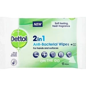 Dettol 2 in 1 Anti-Bacterial 15 Wipes