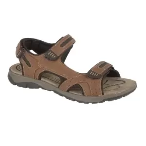 PDQ Mens 3 Touch Fastening Pig Leather Sports Sandals (10 UK) (Brown)