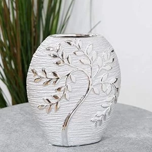 HESTIA? Silver Electroplated Tree Ceramic Oval Vase - 20cm