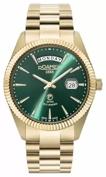Roamer 981662 58 75 90 Primeline Day Date Green Dial With Watch