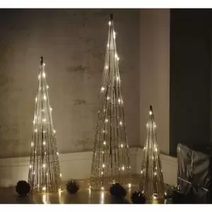 Marco Paul Interiors Traditional Gold Light Up Tree Set Christmas Decorations with 90 LEDs - Battery Operated In-lit Standing Christmas Ornaments