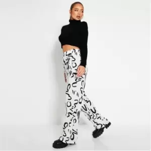 I Saw It First Abstract Print Wide Leg Trousers - White