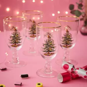 Christmas Tree Set of 4 Goblets Clear