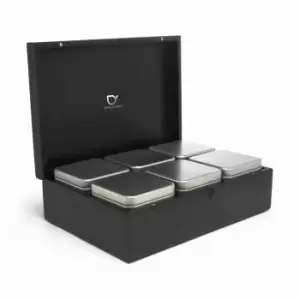 Bredemeijer Tea Box In Bamboo With 6 Aluminium Canisters No Window In Lid - Black