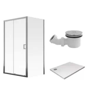 Aqualux 1600 x 800mm Sliding Door Shower Enclosure and Tray Package