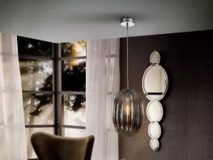 Ovila Pendant Light with Small Grey Shade in Shimmered Smoke Grey Tonality