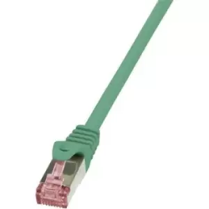 LogiLink CQ2065S RJ45 Network cable, patch cable CAT 6 S/FTP 3m Green Flame-retardant, incl. detent
