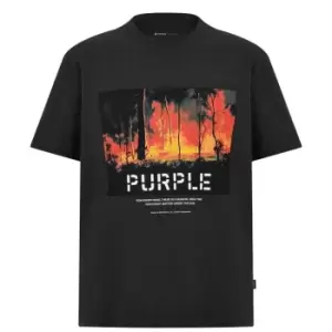 Purple Brand P104 Fire Print T-Shirt - Black