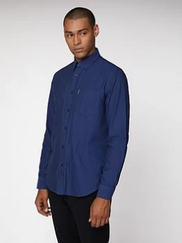 Ben Sherman Long Sleeved Oxford Shirt - Cobalt Size S, Men