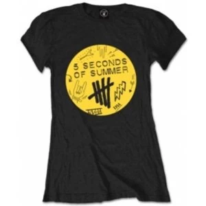 5 Seconds of Summer Scribble Logo Ladies Black T-Shirt: Small
