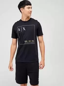 Armani Exchange AX You, Me, Us Box Logo T-Shirt - Black, Size XL, Men