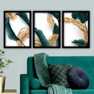 3SC14 Multicolor Decorative Framed Painting (3 Pieces)