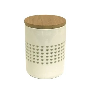 Heart Cut Out Storage Canister With Wood Lid