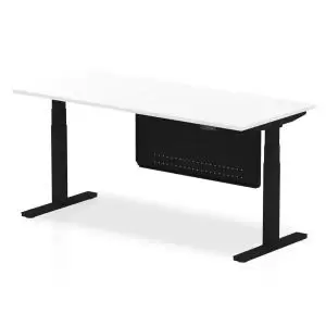 Air 1800 x 800mm Height Adjustable Desk White Top Black Leg With Black