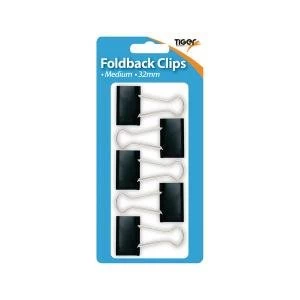 Tiger Medium Fold Back Clips Pack of 60 302005