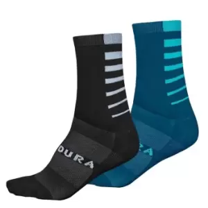 Endura Coolmax Stripe Socks Twin Pack - Blue