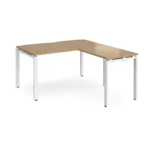Bench Desk Add On Return Desk 1400mm Oak Tops With White Frames Adapt