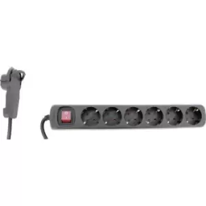 REV 0012626514 Power strip (+ switch) 6x Black PG connector