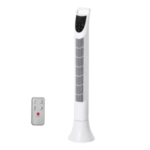 HOMCOM Freestanding Tower Fan, 3 Speed 3 Mode, 7.5h Timer, 70 Degree Oscillation, LED Panel, 5M Remote Controller, White