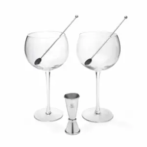 Leopold Vienna Gin & Tonic Set Of 2 Gin Glasses with Stirrers & Jigger