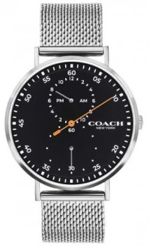 Coach Mens Charles Steel Mesh Bracelet Black Dial Watch