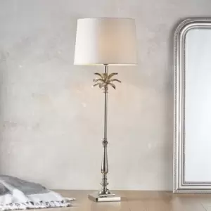 Evie Table Lamp Polished Nickel Plate & Natural Linen 1 Light IP20 - E27