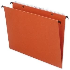 Original Bantex Foolscap Suspension File Kraft Square Base 30mm Capacity Orange 1 x Pack of 25