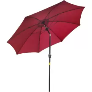 2.7M Patio Umbrella Outdoor Sunshade Canopy w/ Tilt and Crank Wine Red - Outsunny