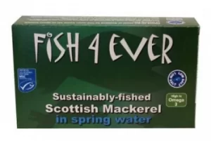 Fish 4 Ever Sustainably-Fished Mackerel in Spring Water 125g