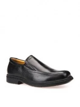 Geox Federico Leather Boys Slip On Shoes - Black, Size 3 Older