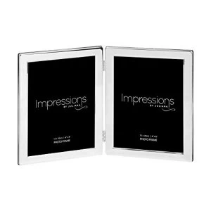 6" x 8" - Impressions Silver Plated Flat Edge Double Frame