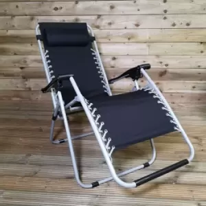 Multi Position Garden Gravity Relaxer Chair / Sun Lounger - black/silver