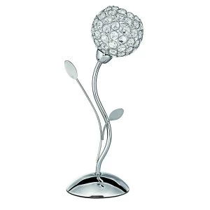 1 Light Table Lamp Flower Design Chrome and Glass, G9