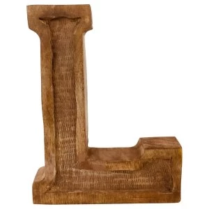 Letter L Hand Carved Wooden Embossed