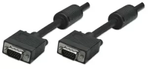 Manhattan VGA Monitor Cable (with Ferrite Cores), 10m, Black, Male...