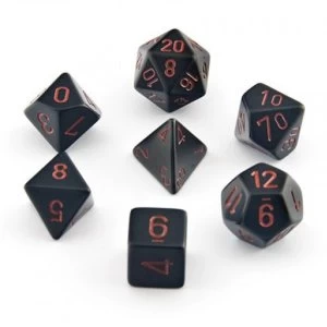 Chessex Opaque Poly 7 Dice Set: Black/Red