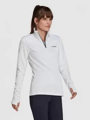 adidas 1/2 Zip Fleece, White, Size XL, Women