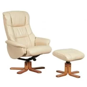 Teknik Office Chicago Cream Luxury Recliner Chair With Cherry Base and