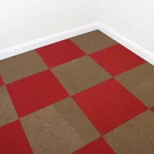 10m2 Sand And Scarlet Red Carpet Tiles - Sand#Scarlet Red