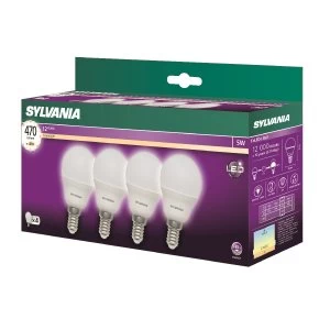 Sylvania LED E14 5W Ball - 4 Pack