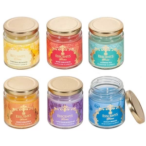 Assortment of 6 Esscents Candle in Glass Jar Pack Of 6