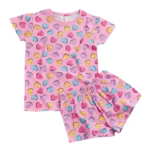 Minikidz Girls 4Kidz Love Heart Pyjama Set (7-8 Years) (Pink)