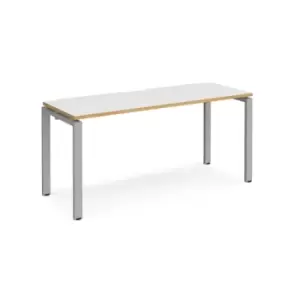 Bench Desk Single Person Starter Rectangular Desk 1600mm White/Oak Tops With Silver Frames 600mm Depth Adapt