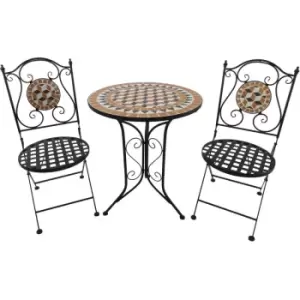 3 Pcs Mosaic Bistro Table Chair Set Patio Garden Dining Furniture - Outsunny