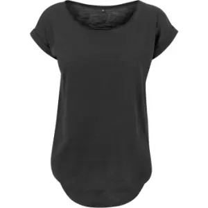 Build Your Brand Womens/Ladies Long Slub T-Shirt (5XL) (Black)