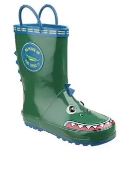 Cotswold Boys Crocodile Wellington Boots, Green, Size 10.5 Younger