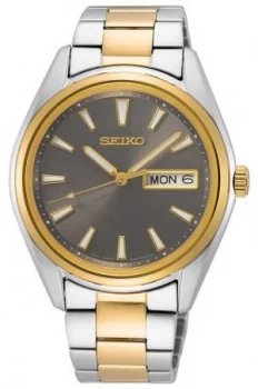 Seiko Mens Two-Tone Steel Bracelet Black Dial SUR348P1 Watch