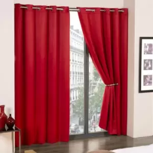 Cali Thermal Woven Blackout Eyelet Curtains, Red, 66 x 90" - Emma Barclay