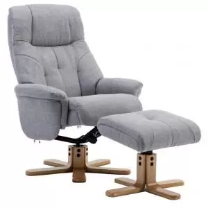 Denver Recliner Light Grey Fabric with with Swivel Recline Function